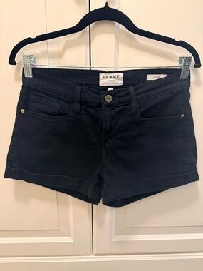 Frame Le Cutoff Black Denim Shorts